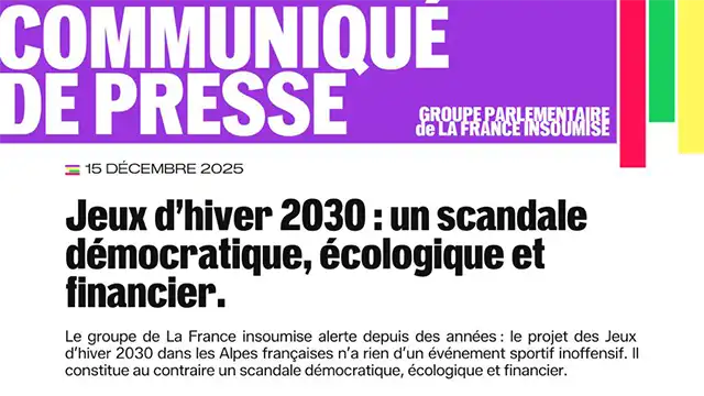 Jeux d&rsquo;hiver 2030 : un scandale démocratique, écologique et financier